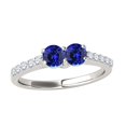 thumbnail image 1 of Mauli Jewels Rings for Women 1.10 Carat Two Stone Diamond And Tanzanite Ring Prong-Setting 14k White Gold, 1 of 6