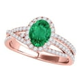thumbnail image 1 of Mauli Jewels Rings for Women 1.15 Carat Diamond And Oval Shape Emerald Ring 4-prong 10k Rose Gold, 1 of 7