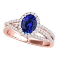 thumbnail image 1 of Mauli Jewels Rings for Women 1.15 Carat Halo Diamond And Oval Shape Tanzanite Ring 4-prong 10k Rose Gold, 1 of 7