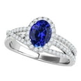thumbnail image 1 of Mauli Jewels Rings for Women 1.15 Carat Halo Diamond And Oval Shape Tanzanite Ring 4-prong 10k White Gold, 1 of 7