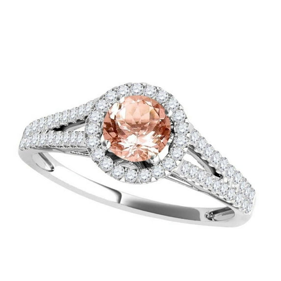 Mauli Jewels Rings for Women 1.15 Carat Split Shank Diamond And Moragnite Ring Prong-Setting 14k White Gold