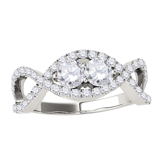 MauliJewels 0.50 CT Two Stone Vintage Diamond Engagement Ring, 14K Rose White & Yellow Gold, 50 Stone Bridal Ring for Women