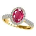 thumbnail image 1 of Mauli Jewels Rings for Women 1.20 Carat Diamond And Oval Shaped Created Ruby Ring 4-prong 10K Yellow Gold, 1 of 6