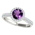 thumbnail image 1 of Mauli Jewels Rings for Women 1.20 Carat Diamond And Round Shaped Amethyst Ring 4-prong 10K White Gold, 1 of 7