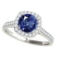 thumbnail image 1 of Mauli Jewels Rings for Women 1.20 Carat Diamond And Sapphire Ring 4-prong 14k White Gold, 1 of 6