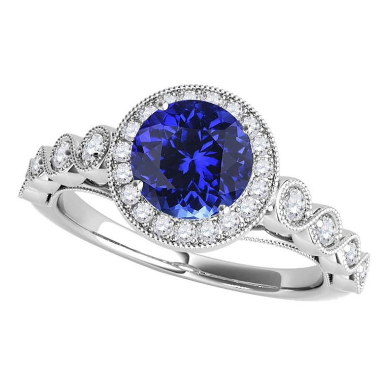 Mauli Jewels Rings for Women Carat Diamond And Tanzanite Ring