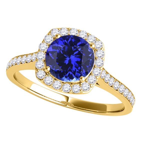 Mauli Jewels Rings for Women 1.20 Carat Diamond And Tanzanite Ring 4-prong 14k Yellow Gold