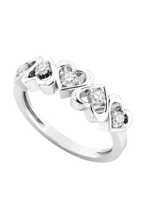 1/4 Carat Heart Shape Diamond Ring for Women, 10K Solid White Gold, Prong Set Romantic Promise Ring