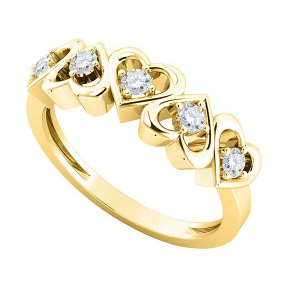 Mauli Jewels 1/4 Carat Heart Shape Diamond Ring for Women, 10K Solid Yellow Gold, Prong Set Romantic Promise Ring