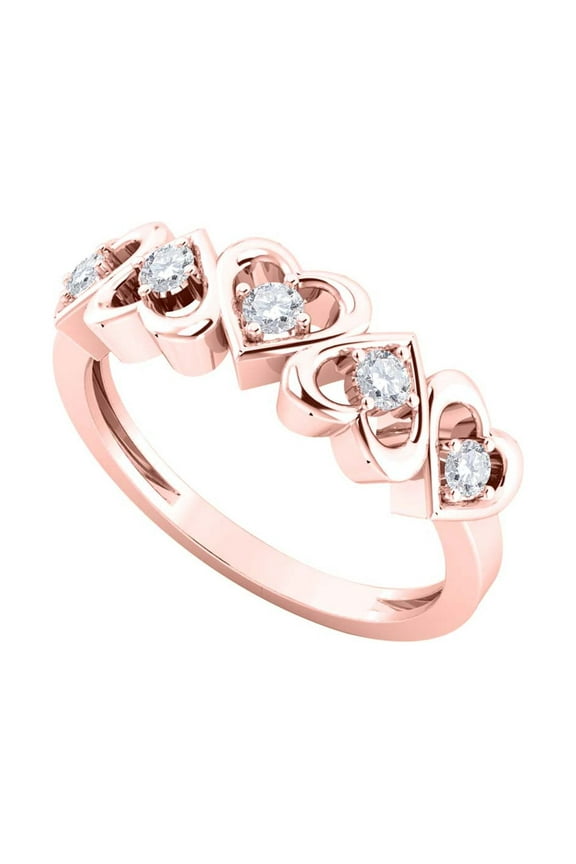 1/4 Carat Heart Shape Diamond Ring for Women, 10K Solid Rose White or Yellow Gold, Prong Set Romantic Promise Ring (Ring Size:5.5)