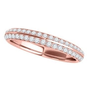 Mauli Jewels Rings for Women 1/4 Carat Round Diamond Unique Hand-Crafted Wedding Band Prong-Setting 10K Solid Rose Gold