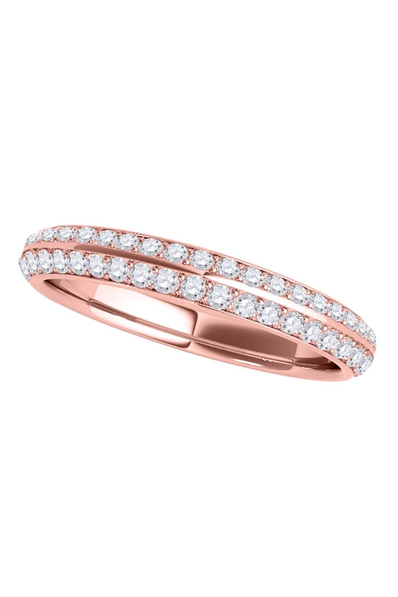 Rings for Women 1/4 Carat Round Diamond Unique Hand-Crafted Wedding Band Prong-Setting 10K Solid Rose Gold