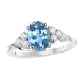 thumbnail image 1 of Mauli Jewels Rings for Women 1.45 Carat Diamond And Oval Shape Blue Topaz Ring 4 Prong 10K White Gold, 1 of 1
