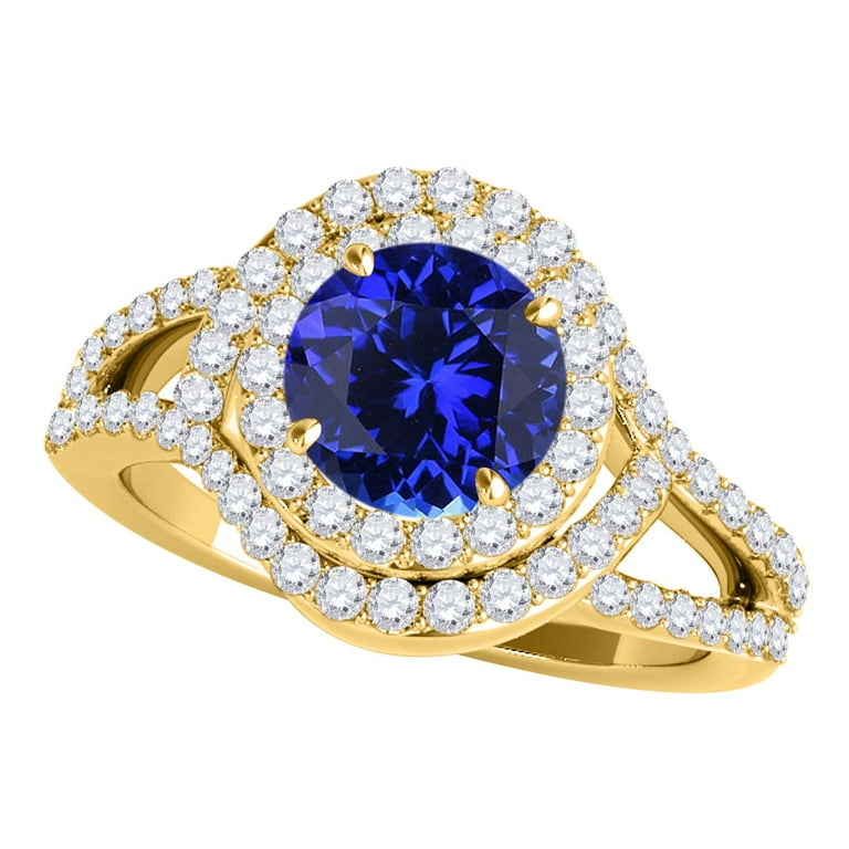 Mauli Jewels Rings for Women 1.60 Carat Diamond And Tanzanite Ring