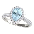 thumbnail image 1 of Mauli Jewels Rings for Women 1.60 Carat Diamond and Pear Shaped Aqumarine pave 10K White Gold, 1 of 7