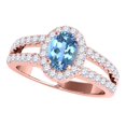 thumbnail image 1 of Mauli Jewels Rings for Women 1.65 Carat Diamond and Oval Shaped Blue Topaz Ring 4-prong 10K Rose Gold, 1 of 6
