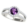 thumbnail image 1 of Mauli Jewels Rings for Women 1.65 Carat Diamond and Round Shaped Amethyst Ring 4-prong 10K White Gold, 1 of 6