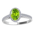 thumbnail image 1 of Mauli Jewels Rings for Women 1.75 Carat Diamond And Oval Shaped Peridot Ring Shared-Prong-Setting 10K White Gold, 1 of 6