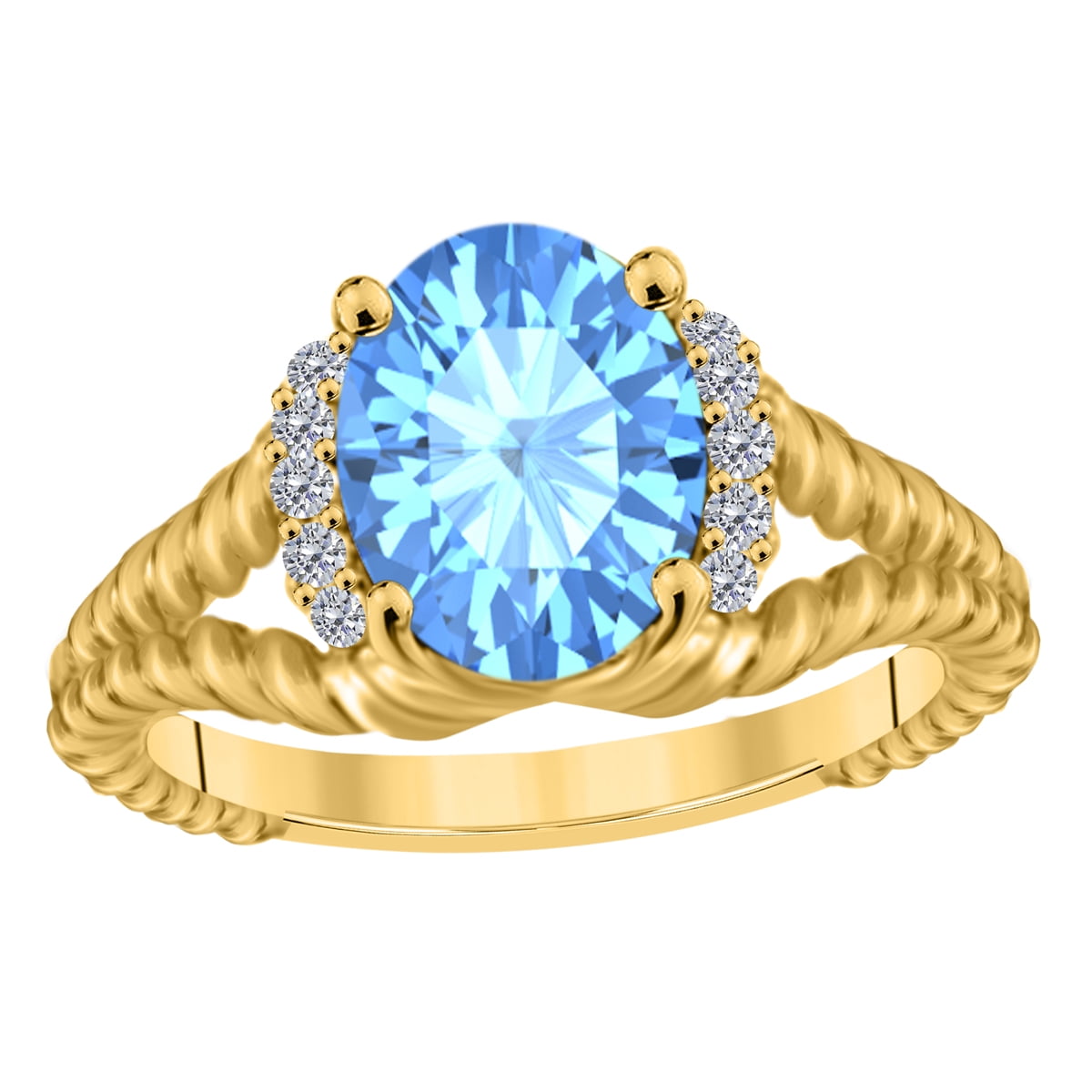 Shop London Blue Topaz Stackable Ring with Diamonds Accent Online