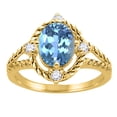 thumbnail image 1 of Mauli Jewels Rings for Women 1.87 Carat Blue Topaz and Diamond Ring 4-Prong 10K Yellow Gold, 1 of 6