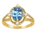 thumbnail image 1 of Mauli Jewels Rings for Women 1.87 Carat Blue Topaz and Diamond Ring 4-Prong 10K Yellow Gold, 1 of 6