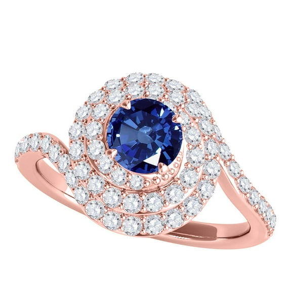 Mauli Jewels Rings for Women 1.9 Carat Interwined Design Diamond And Sapphire Ring prong 14k Rose Gold