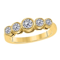 Mauli Jewels Rings for Women 1 Carat 5 Stone Engagement Wedding Band prong 14K Solid Yellow Gold