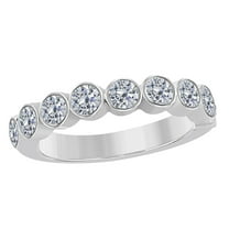 Mauli Jewels Rings for Women 1 Carat 9 Stone Engagement Wedding Band prong 14K Solid White Gold