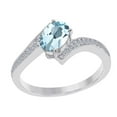 thumbnail image 1 of Mauli Jewels Rings for Women 1 Carat Aquamarine and Diamond Wedding Engagement Ring 4-Prong 10k Solid White Gold, 1 of 4