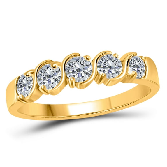 Mauli Jewels Rings for Women 1 Carat Bezel Setting Engagement Wedding Band bezel 14K Solid Yellow Gold