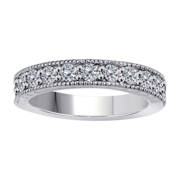 Mauli Jewels Rings for Women 1 Carat Channel Prong Setting Diamond Wedding Band 4-prong 10K Solid White Gold