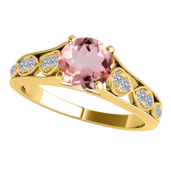 Mauli Jewels Rings for Women 1 Carat Diamond And Moragnite Ring Prong-Setting 14k Yellow Gold