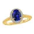 thumbnail image 1 of Mauli Jewels Rings for Women 1 Carat Diamond And Oval Shape Tanzanite Ring 4 Prong 10K Yellow Gold, 1 of 6