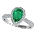 thumbnail image 1 of Mauli Jewels Rings for Women 1 Carat Diamond And Pear Shaped Emerald Ring 4-prong 10K White Gold, 1 of 6