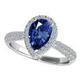 thumbnail image 1 of Mauli Jewels Rings for Women 1 Carat Diamond And Pear Shaped Sapphire Ring 4-prong 10K White Gold, 1 of 6