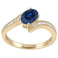 thumbnail image 1 of Mauli Jewels Rings for Women 1 Carat Sapphire And Diamond Wedding Engagement Ring 4-prong 10k Solid Yellow Gold, 1 of 1