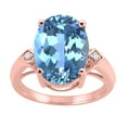 thumbnail image 1 of Mauli Jewels Rings for Women 14x10 MM Blue Topaz and Diamond Ring 4-prong 10K Rose Gold, 1 of 6