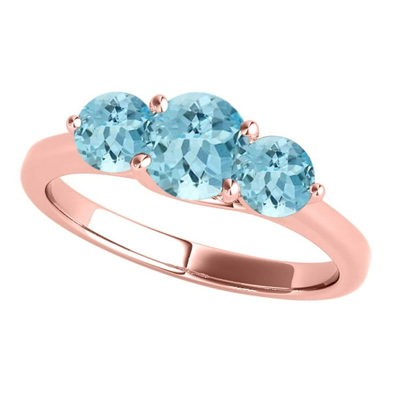 Mauli Jewels Rings for Women 2.15 Carat Three Stone Aquamarine Ring 4-prong 10k Rose Gold