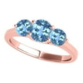 thumbnail image 1 of Mauli Jewels Rings for Women 2.15 Carat Three Stone Blue Topaz Ring 4-prong 10k Rose Gold, 1 of 7