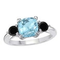 thumbnail image 1 of Mauli Jewels Rings for Women 2.2 Carat Cushion Shape Aquamarine And Black Diamond Gemstone Ring Prong-Setting 10K White Gold, 1 of 6