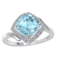 thumbnail image 1 of Mauli Jewels Rings for Women 2.30 Carat Diamond And Cushion Cut Aqumarine Ring 4 Prong 14K White Gold, 1 of 6