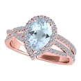 thumbnail image 1 of Mauli Jewels Rings for Women 2.34 Carat Diamond and Pear Shaped Aqumarine Shared-prong 10K Rose Gold, 1 of 6