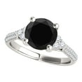thumbnail image 1 of Mauli Jewels Rings for Women 2.35 Carat Black Diamond Ring prong 14K Solid White Gold, 1 of 7