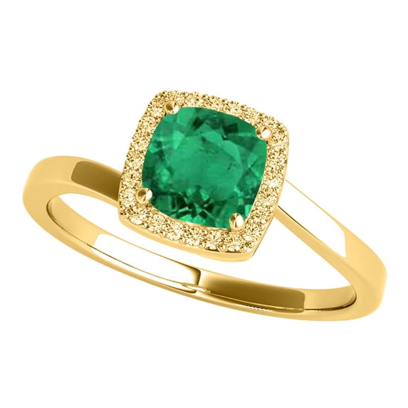 Mauli Jewels Rings for Women 2.35 Carat Diamond And Cushion Cut Created Emerald Ring prong 10K Solid Rose, White & Yellow Gold