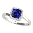 thumbnail image 1 of Mauli Jewels Rings for Women 2.35 Carat Diamond And Cushion Cut Created Tanzanite Ring prong 10K Solid Rose, White & Yellow Gold, 1 of 7
