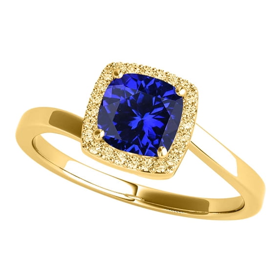 Mauli Jewels Rings for Women 2.35 Carat Diamond And Cushion Cut Created Tanzanite Ring prong 10K Solid Rose, White & Yellow Gold