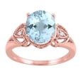 thumbnail image 1 of Mauli Jewels Rings for Women 2.42 Carat Oval Aquamarine and Diamond Ring 4-Prong 10K Rose Gold, 1 of 6
