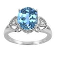 thumbnail image 1 of Mauli Jewels Rings for Women 2.42 Carat Oval Blue Topaz and Diamond Ring 4-Prong 10K White Gold, 1 of 6