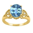 thumbnail image 1 of Mauli Jewels Rings for Women 2.42 Carat Oval Blue Topaz and Diamond Ring 4-Prong 10K Yellow Gold, 1 of 6