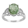 thumbnail image 1 of Mauli Jewels Rings for Women 2.42 Carat Oval Green Amethyst and Diamond Ring 4-Prong 10K White Gold, 1 of 6